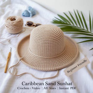 Caribbean Sand Sunhat Crochet Pattern Summer Beach Hat DIY | PDF Instant Download