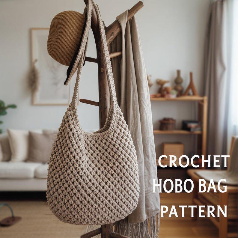 Beginner Crochet Tote Bag Pattern PDF | Cotton Hobo Purse DIY Guide ...