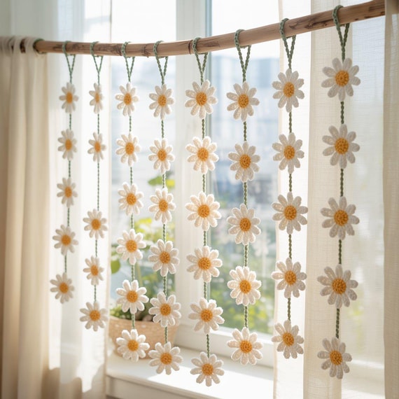 Daisy Flower Garland Crochet Pattern | Floral Bunting DIY | Crochet Home Decor PDF Download