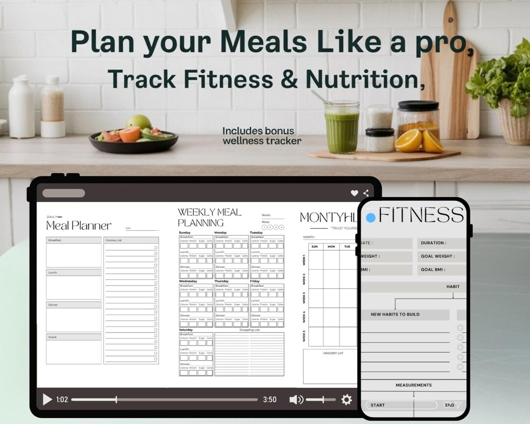Fitness & Meal Planner Template: Canva Editable Workout Tracker (A4 PDF ...