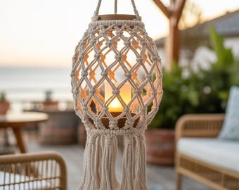 Boho Crochet Lampion Pattern | DIY Lantern Home Decor PDF + Word
