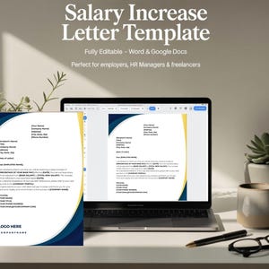 Bewerkbare briefsjabloon salarisverhoging: professioneel verzoek tot verhoging (Canva- en Word-sjabloon, direct te downloaden)