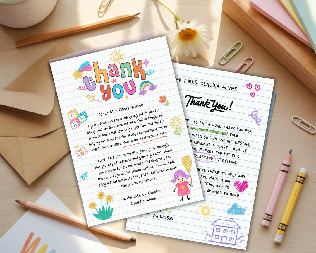 Printable Thank You Letter for Your Teacher – Editable & Instant ...