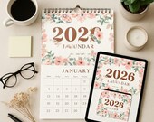 2026 Pastel Calendar: Pink & Green Minimalist Planner (PDF Downloadable, US Letter Size)