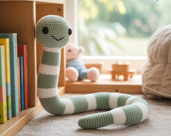 Crochet Snake Pattern No Sew | Einfaches Amigurumi PDF Pattern | Anfänger freundliche Plüsch-Schlange-Anleitung