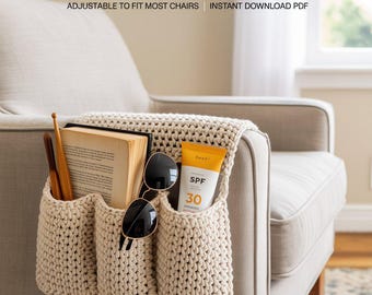 Crochet Chair Caddy Pattern: DIY Storage Organizer (PDF Pattern)
