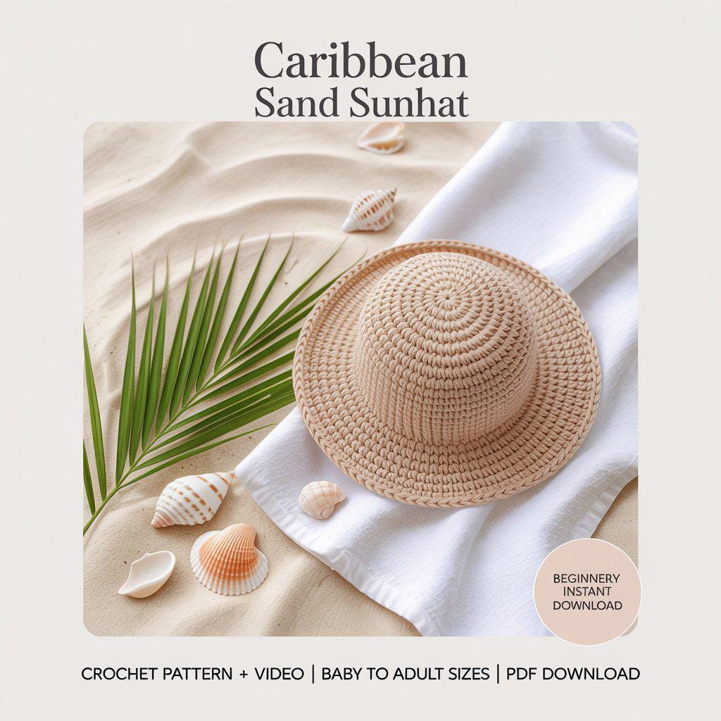 Caribbean Sand Sunhat Crochet Pattern Summer Beach Hat DIY | PDF ...