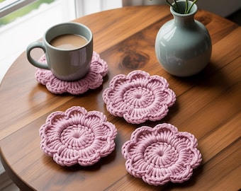 Crochet Flower Coaster Pattern | Easy Floral Crochet Tutorial (PDF Download)