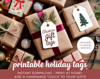 Printable Christmas Gift Tags | Customizable Canva Template (Digital Download)