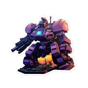 Mechwarrior ステッカー、クールなステッカー、車のステッカー、ウォーターボトルのステッカー、メカ、マシン、素晴らしい、ビデオゲームのステッカー。