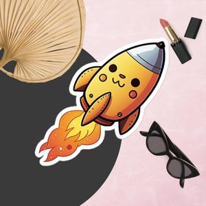 かわいいロケットステッカー、宇宙ステッカー、ロケット船ステッカー、ウォーターボトルステッカー、車ステッカー、ライフスタイルステッカー