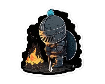 Dark Souls Knight Sticker, Cute Sticker, Warrior Sticker, Video Game sticker, medieval sticker, water bottle sticker, car sticker.