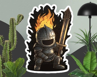 Dark Souls Knight Sticker, Cute Sticker, Warrior Sticker, Video Game sticker, medieval sticker, water bottle sticker, car sticker.