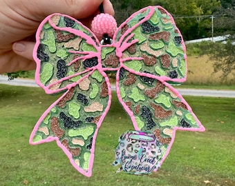 Camouflage Bow Car Freshie, Car Air Freshener