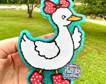 Cute Goose Car Freshie, Goose with bow and rainboots, Spring air freshener