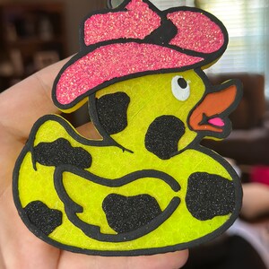 Duck Car Freshie, duck w/ cowboy hat, car candle, car air freshener, best friend gift, cow print rubber duck, car accessories, gift for her
