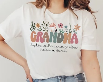 Chemise de grand-mère personnalisée avec le nom des enfants, cadeau personnalisé pour grand-mère, cadeau de fête des mères pour grand-mère, cadeau d'anniversaire de grand-mère, nouveaux cadeaux de grand-mère