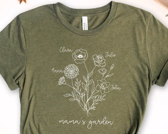 Customized Grandma's Garden Shirt, Mothers Day Gift For Grandma, Birth Flower Shirt Gift, Birthday Gifts For Nana, Mom Shirts, Grandma Shirt