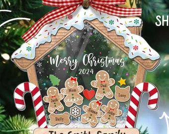 Family Ornament Personalized, Family Christmas Ornaments 2024, Custom Gingerbread Ornament, Family Christmas Gifts, 4D Shake Ornament
