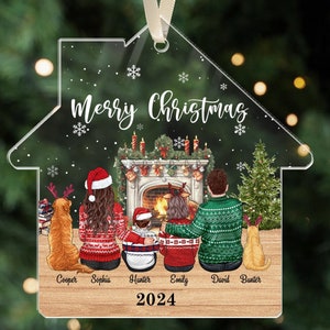 Personalized Family Ornament, Custom Family Christmas Ornament with Pets, Family and Pet Ornament, Xmas Family Keepsake Ornament, Xmas Decor
