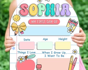 Personalized Back To School Sign, First Day Of School Sign, Back To School Gift for Kid, Custom School Photo Prop, 1st Day Of School Board