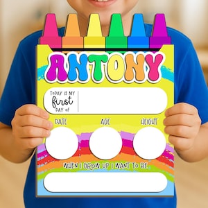 Custom First Day Of School Sign, Personalized Back To School Sign, Crayon School Photo Prop, 1st Day Of School Board, School Sign For Kids