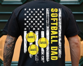 Personalized Softball Dad Shirt, Custom Name Father's Day Gift