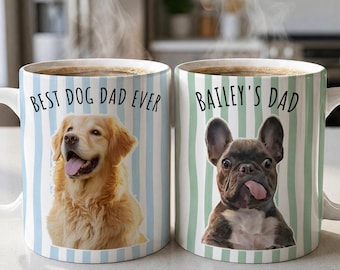 Custom Pet Photo Mug, Personalized Dog Dad Gift, Father's Day Coffee Cup