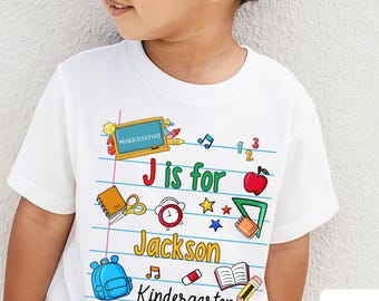 Custom Kids Name Back To School Shirt, Toddler First Day of School Tee, Kindergarten Shirt For Kids, Personalized First Day School Shirt
