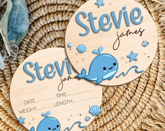 Custom Wooden Baby Announcement Sign, Birth Stats, Name Plate
