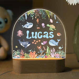 Personalized Baby Night Lamp, Baby Gift, Sea Animal Night Lamp, Customized Baby Name Led Light, Nursery Decor, Gift For Kid, Newborn Gift