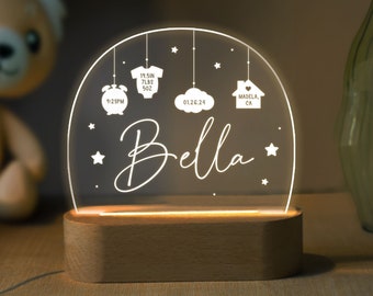 Personalized Baby Gift, Custom Baby Night Light, First Birthday Gift, Cute Night Lamp For Kid, Nursery Decor, Newborn Gift, Baby Birth Gift