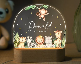 Baby Gift Personalized, Custom Baby Night Light, Woodland Animal Night Lamp, Nursery Decor, Baby Shower Gift, New Baby Gift, Gifts For Kid