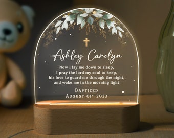 Baptism Gift For Baby, Personalized Baby Gift, Baptism Night Lamp, Custom Baby Night Light, Nursery Decor, Decicated Gift, Baby Shower Gift