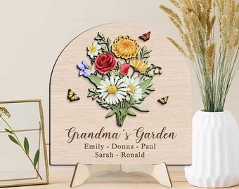 Custom Birth Flower Gift For Grandma, Mothers Day Gift, Personalized Grandma Gift, Nana Gift From Grandkids, Custom Nana Wooden Sign Plaque