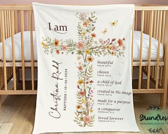 Baptism Gift Girl, Baptism Blanket, Personalized Blanket For Baby, Christening Gifts, Custom Baby Blanket, Dedicated Gift, Goddaughter Gift