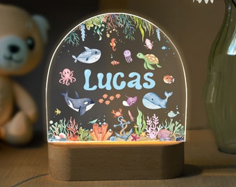 Personalized Baby Night Lamp, Baby Gift, Sea Animal Night Lamp, Customized Baby Name Led Light, Nursery Decor, Gift For Kid, Newborn Gift