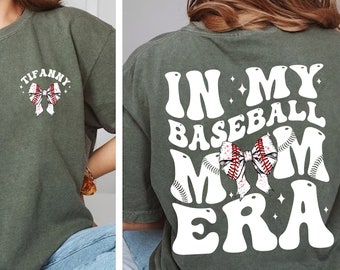 Comfort Colors In My Baseball Mom Era Shirt, Baseball Mom Shirt, Baseball Season Tshirt, Custom Name and Number Shirt, Baseball Team Mom Tee