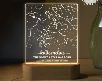 Personalized Star Map Night Light, Mothers Day Gift, Mom Gift, Custom Night Sky By Date, Gift For Mum From Daughter, Mom Birthday Gift