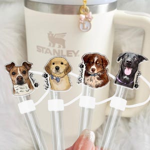 Custom Pet Photo Straw Topper, Stanley Cup Accessories,  Drink Cup Straw Cover, Stanley Topper, Pet Tumbler Straw Cap, Dog Mom Gift