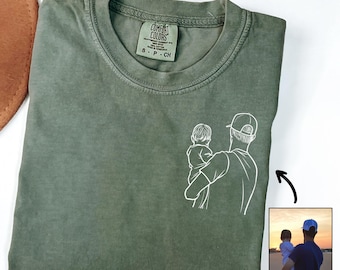 Comfort Colors Custom Photo Shirt for Dad, Father&#39;s Day Tshirt, Personalized Dad Portrait Shirt, Fathers Day Gifts, Dad Birthday Gifts