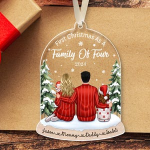 Custom Family Ornament 2024, Fist Christmas As A Family Of Four, Family Christmas Ornaments, Family Keepsake Personalized, Family Gift image 9