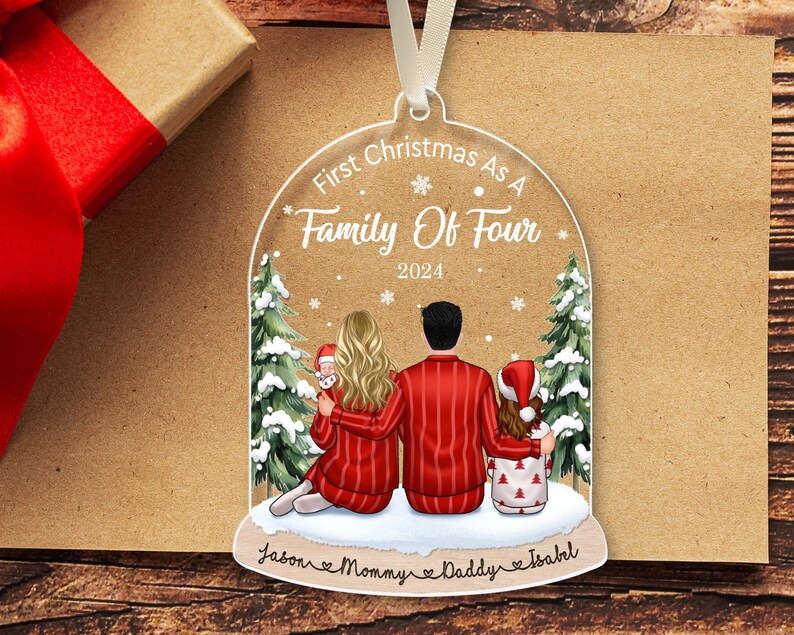 Custom Family Ornament 2024, Fist Christmas As A Family Of Four, Family Christmas Ornaments, Family Keepsake Personalized, Family Gift image 9