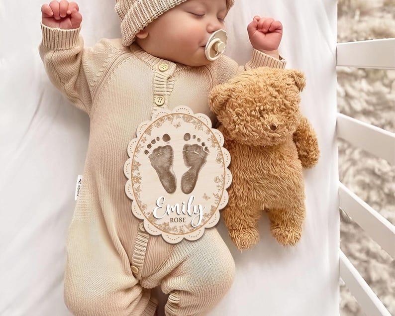 Personalized Baby Announcement Sign, Birth Stats, 3D Wood image 13