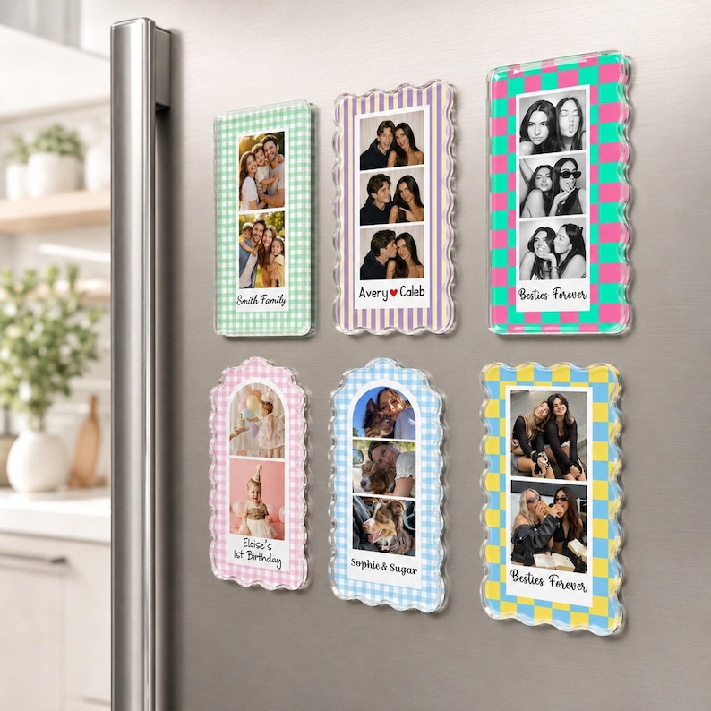 Personalized Strip Photo Magnet, Family Photo Magnet, Gift For Couples, Photo Magnet for Pet Lover, Kids Photo Magnet, Keepsake Gift image 4