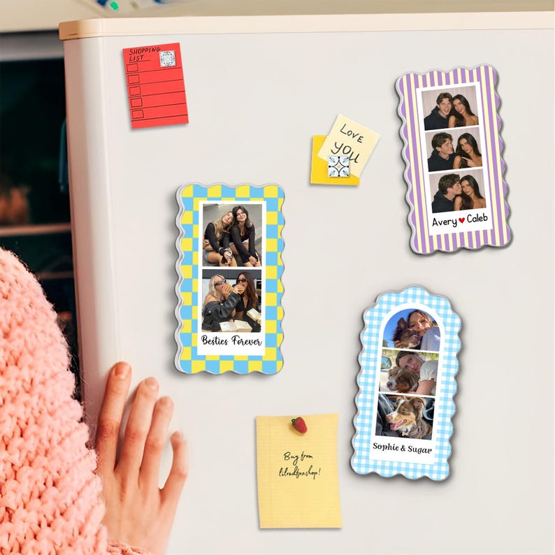 Personalized Strip Photo Magnet, Family Photo Magnet, Gift For Couples, Photo Magnet for Pet Lover, Kids Photo Magnet, Keepsake Gift image 7