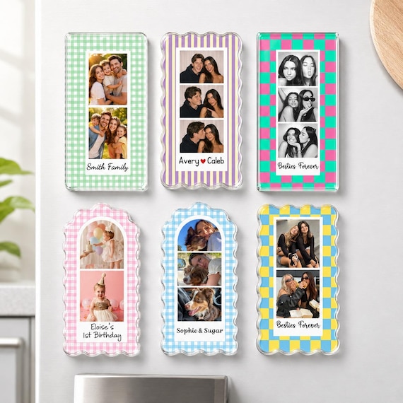 Personalized Strip Photo Magnet, Family Photo Magnet, Gift For Couples, Photo Magnet for Pet Lover, Kids Photo Magnet, Keepsake Gift