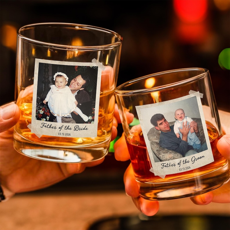 Personalized Photo Whiskey Glass, Father's Day Gift image 4
