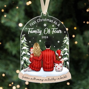 Custom Family Ornament 2024, Fist Christmas As A Family Of Four, Family Christmas Ornaments, Family Keepsake Personalized, Family Gift image 8