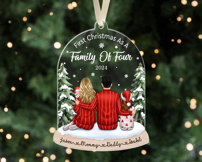 Custom Family Ornament 2024, Fist Christmas As A Family Of Four, Family Christmas Ornaments, Family Keepsake Personalized, Family Gift image 8